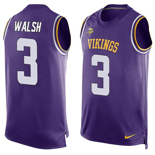 Nike Vikings #3 Blair Walsh Purple Team Color Men's Stitched NFL Limited Tank Top Jersey - Click Image to Close